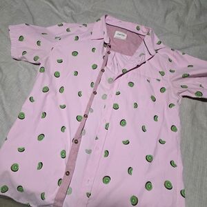 Pink Shirt with Green Avocado Print